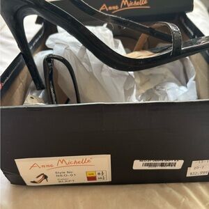 Anne Michelle Glossy Black Strappy Sandals